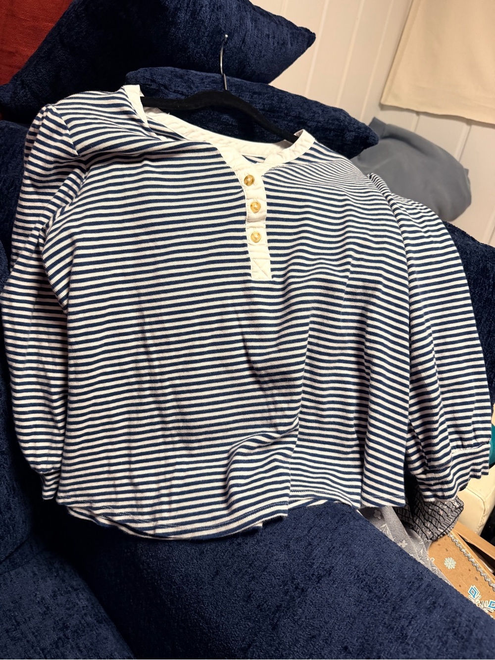 Lauren Conrad (LC) Striped Navy & White Soft Top